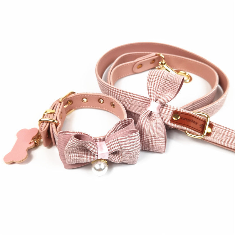 KFX-7945661 Teddy Dog Leather Breast Strap Collar - Dark Khaki, Pink, Black, Sizes S-XL