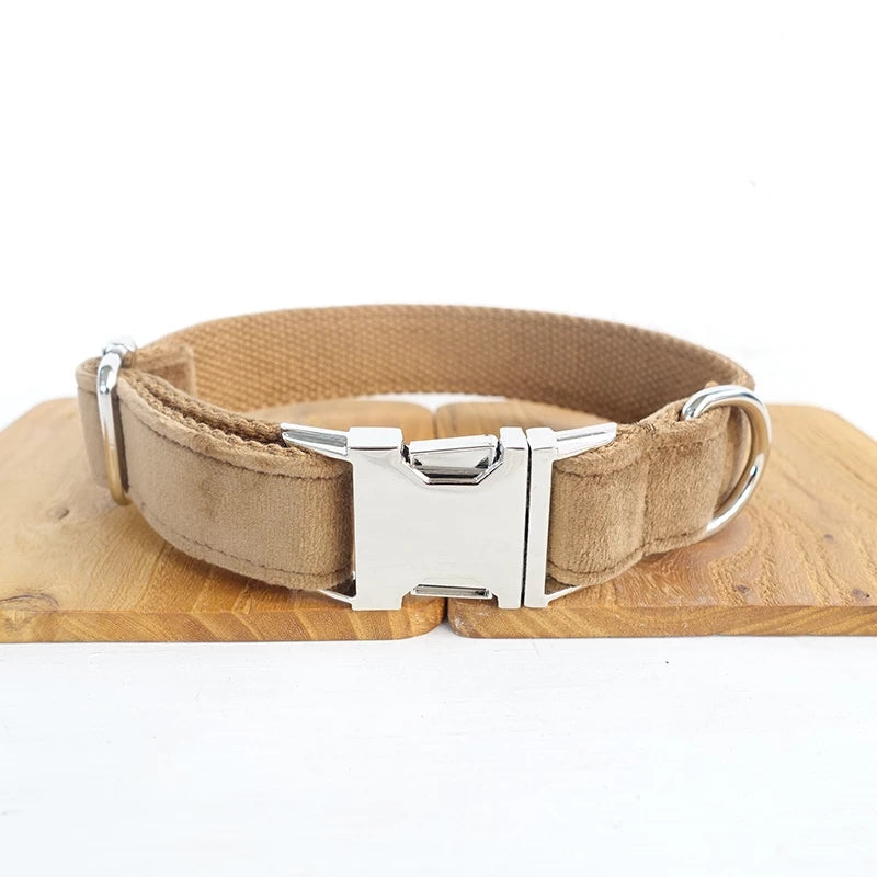 KFX-7946173 Nude Velvet Pet Collar with Adjustable Fit in XS to XL Sizes