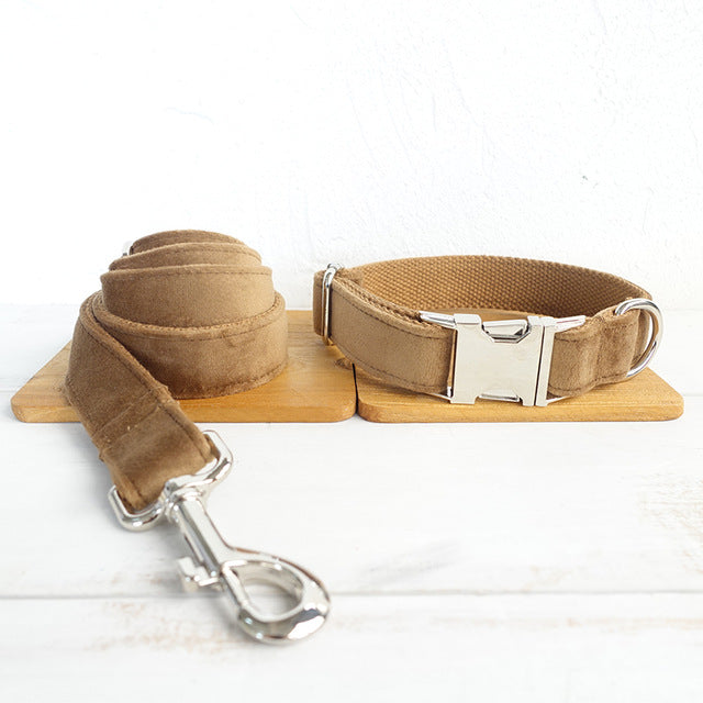KFX-7946173 Nude Velvet Pet Collar with Adjustable Fit in XS to XL Sizes