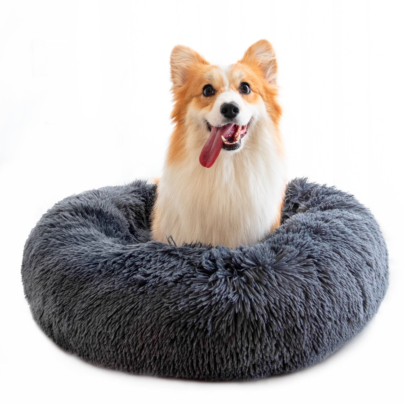 KFX-7946429 Plush Round Dog Bed for Small Dogs - Cozy Orthopedic Pet Nest with Anti-Slip Bottom and Easy Care