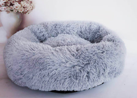 KFX-7946429 Plush Round Dog Bed for Small Dogs - Cozy Orthopedic Pet Nest with Anti-Slip Bottom and Easy Care