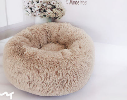 KFX-7946429 Plush Round Dog Bed for Small Dogs - Cozy Orthopedic Pet Nest with Anti-Slip Bottom and Easy Care