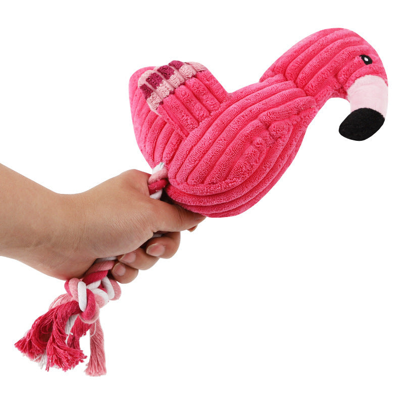 KFX-7947197 Brushed Velvet Vocal Flamingo Dog Toy - Wear-Resistant, Bite-Resistant Plush 35*15cm