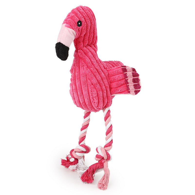 KFX-7947197 Brushed Velvet Vocal Flamingo Dog Toy - Wear-Resistant, Bite-Resistant Plush 35*15cm