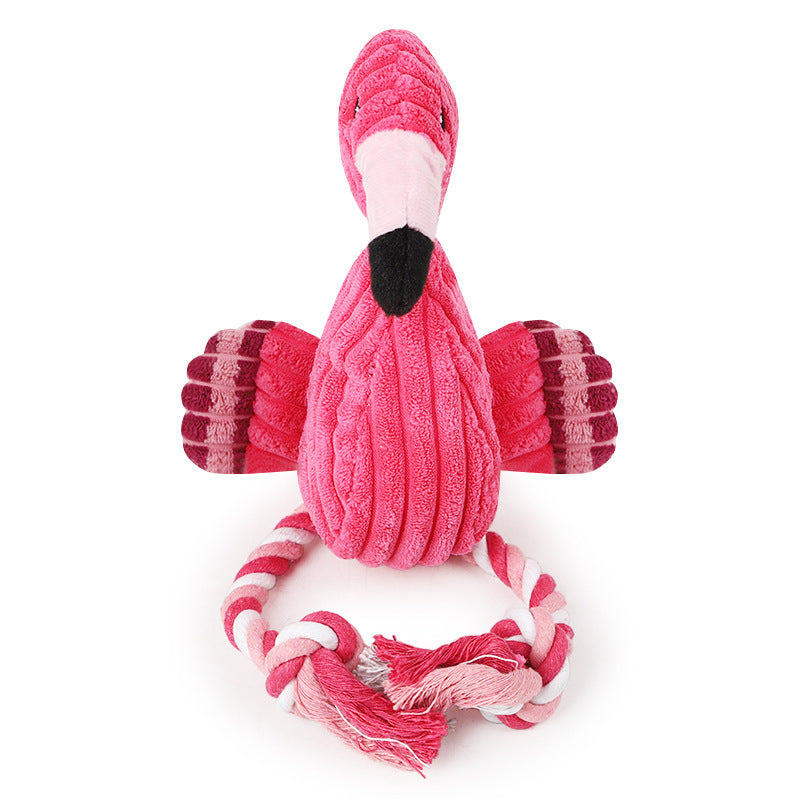 KFX-7947197 Brushed Velvet Vocal Flamingo Dog Toy - Wear-Resistant, Bite-Resistant Plush 35*15cm