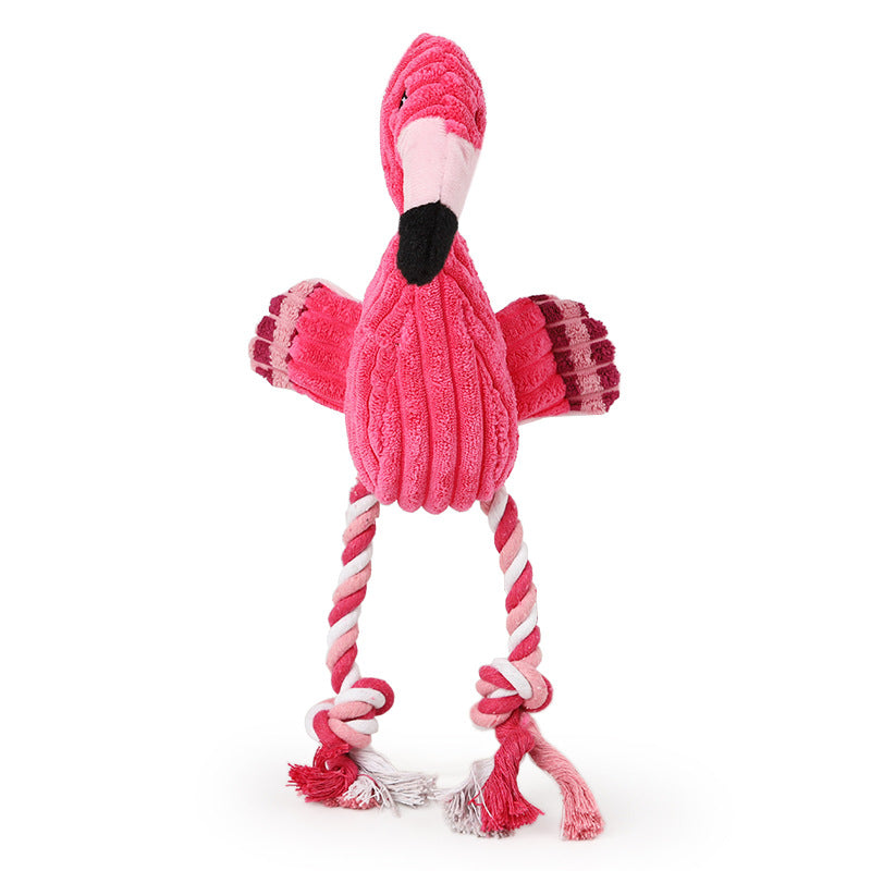 KFX-7947197 Brushed Velvet Vocal Flamingo Dog Toy - Wear-Resistant, Bite-Resistant Plush 35*15cm