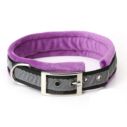 KFX-7948349 Reflective Nylon Dog Collar with Soft Flannel Lining in Multiple Colors