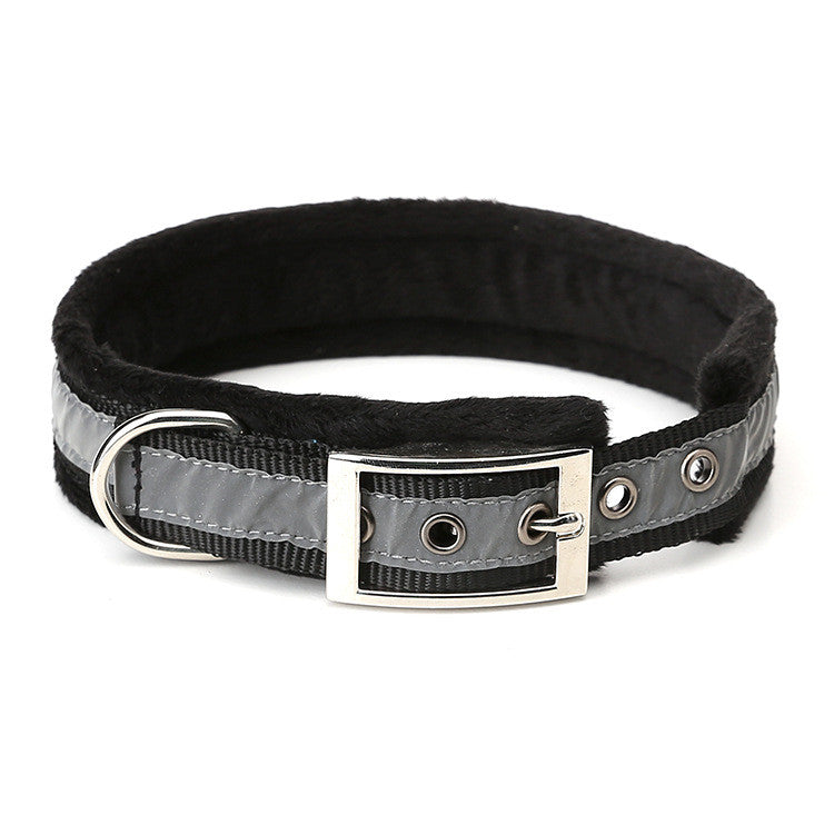 KFX-7948349 Reflective Nylon Dog Collar with Soft Flannel Lining in Multiple Colors