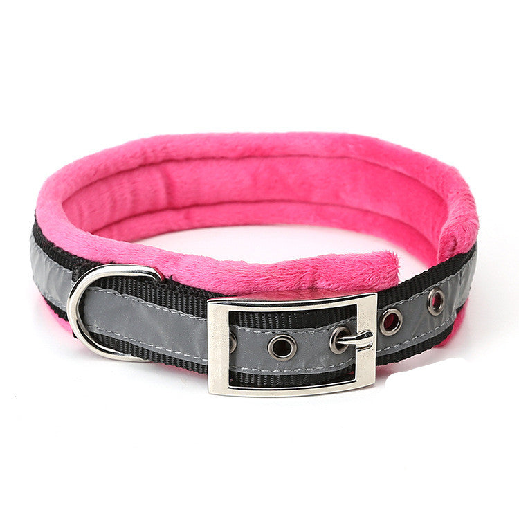 KFX-7948349 Reflective Nylon Dog Collar with Soft Flannel Lining in Multiple Colors