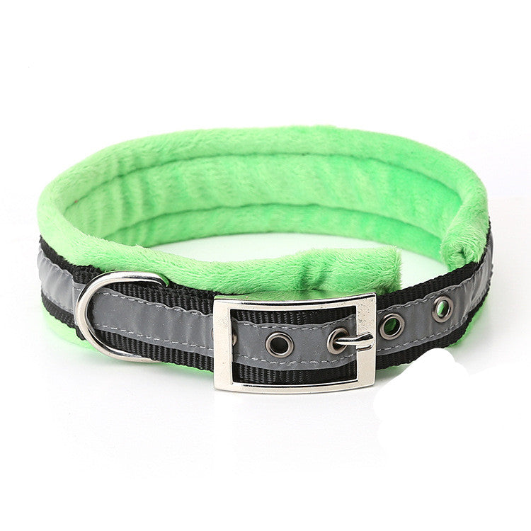 KFX-7948349 Reflective Nylon Dog Collar with Soft Flannel Lining in Multiple Colors
