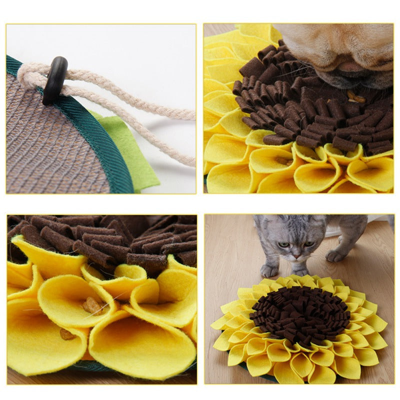 KFX-7950525 Washable Sunflower Snuffle Mat for Dogs - Non-Slip Slow Feeder, Nose Work Training, Energy & Stress Relief