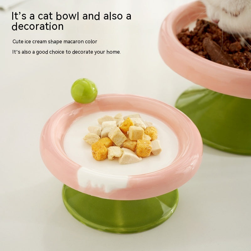 KFX-7952317 Ceramic Double Tone Ice Cream Cat Bowl in Yellow/Purple and Red/Green - Small and Large Sizes Available