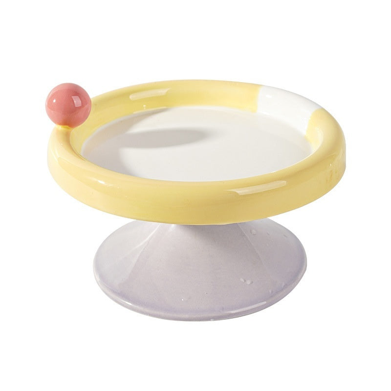 KFX-7952317 Ceramic Double Tone Ice Cream Cat Bowl in Yellow/Purple and Red/Green - Small and Large Sizes Available
