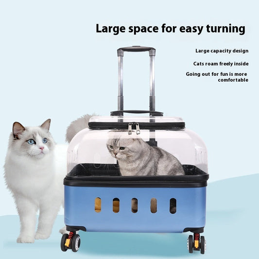 KFX-7954365 Portable Pet Trolley for Cats and Dogs - Hard Case with Multiple Color Options and Lightweight Design