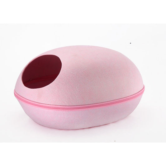 KFX-7956157 Breathable Semi-Closed Removable Eggshell Cat Bed in Blue, Grey, Pink, and Coffee