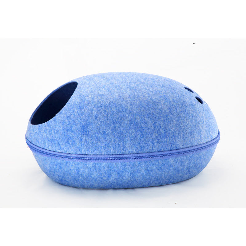 KFX-7956157 Breathable Semi-Closed Removable Eggshell Cat Bed in Blue, Grey, Pink, and Coffee
