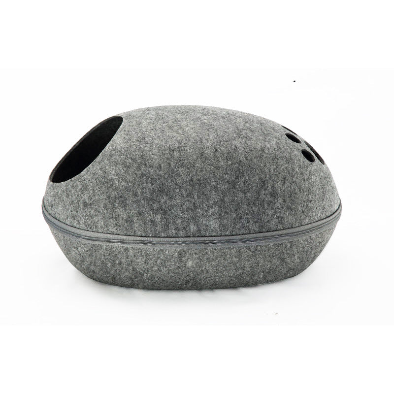 KFX-7956157 Breathable Semi-Closed Removable Eggshell Cat Bed in Blue, Grey, Pink, and Coffee