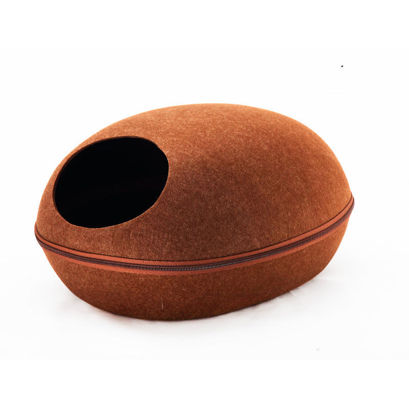 KFX-7956157 Breathable Semi-Closed Removable Eggshell Cat Bed in Blue, Grey, Pink, and Coffee
