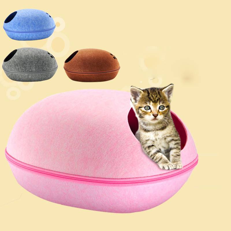 KFX-7956157 Breathable Semi-Closed Removable Eggshell Cat Bed in Blue, Grey, Pink, and Coffee