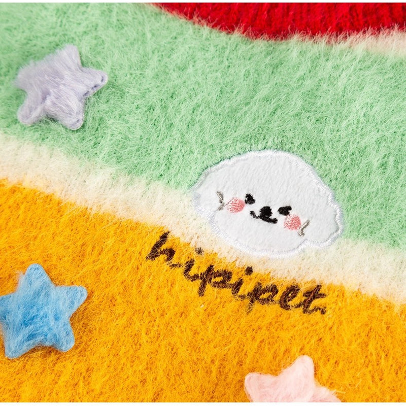 KFX-7956669 Rainbow Striped Parent-Child Sweater for Cats and Dogs with Star Patches