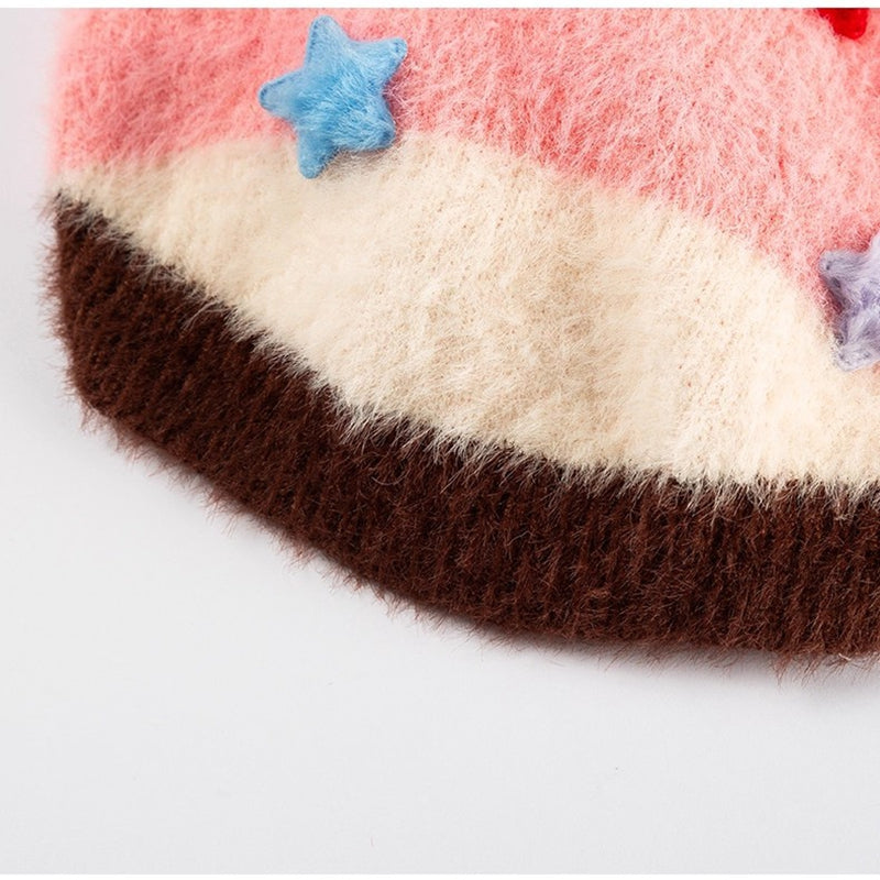 KFX-7956669 Rainbow Striped Parent-Child Sweater for Cats and Dogs with Star Patches