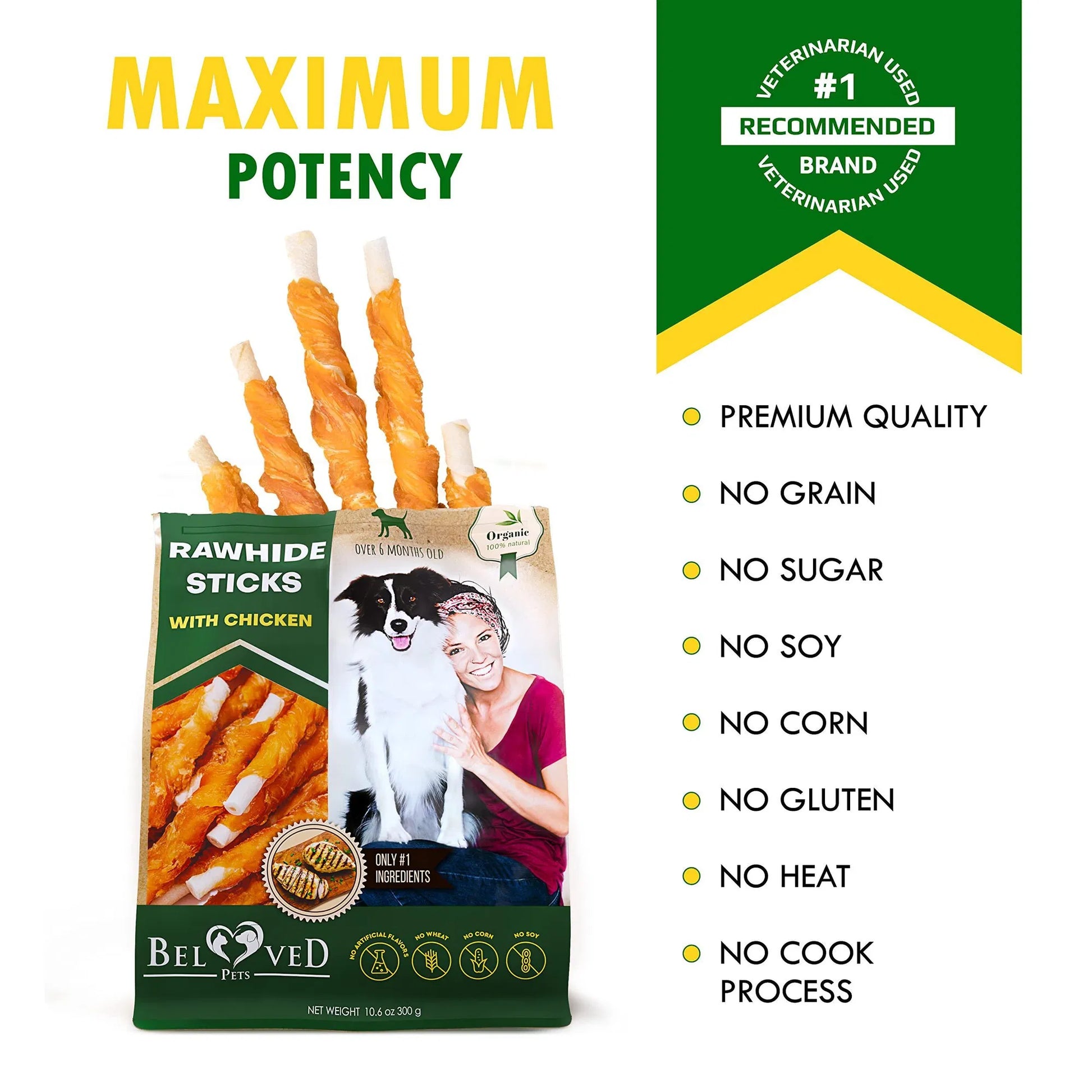 KFX-7957949 Chicken-Wrapped Dog Chew Sticks – Grain-Free, Organic, Human-Grade Natural Treats for Dogs of All Life Stages