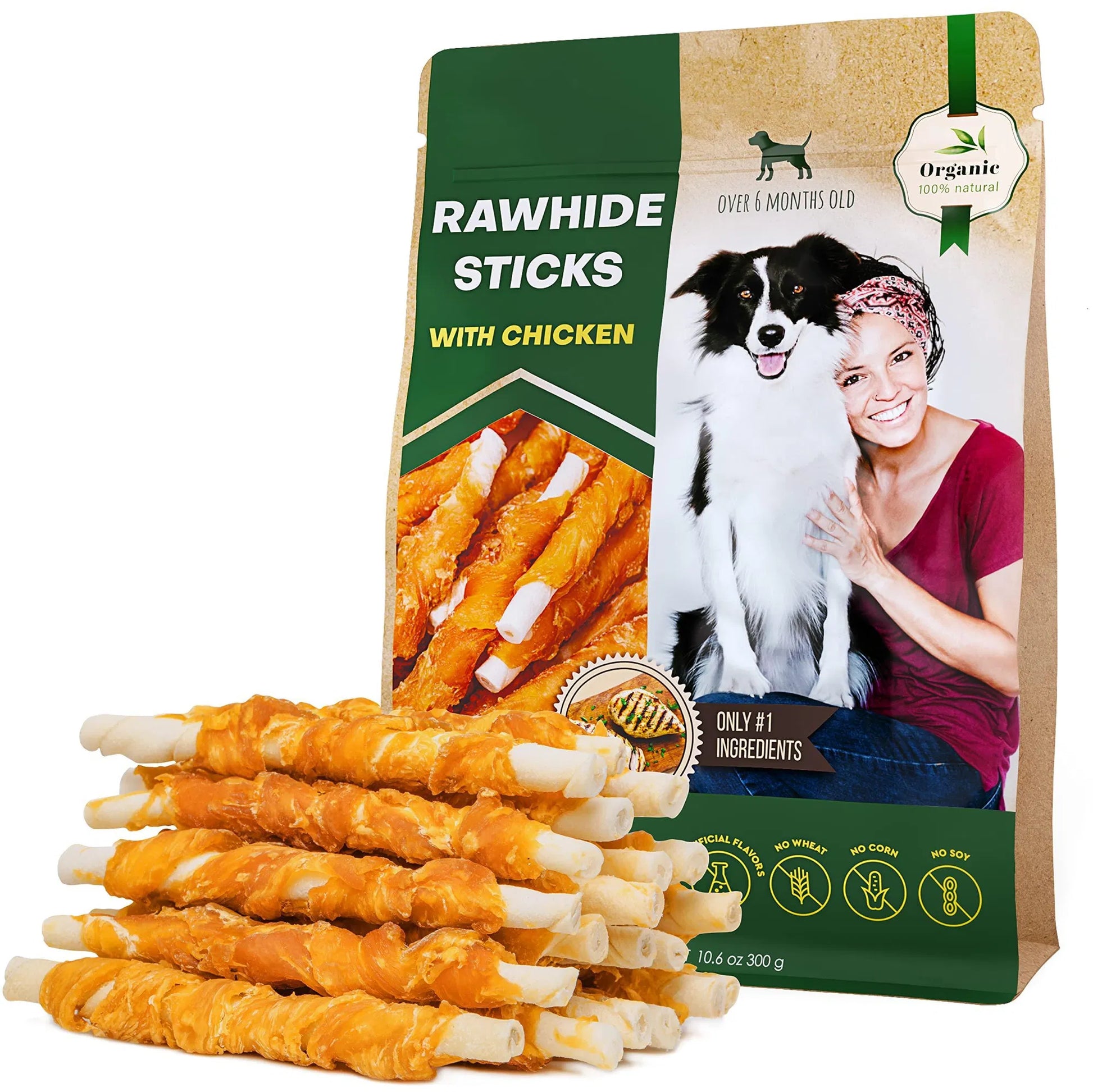 KFX-7957949 Chicken-Wrapped Dog Chew Sticks – Grain-Free, Organic, Human-Grade Natural Treats for Dogs of All Life Stages