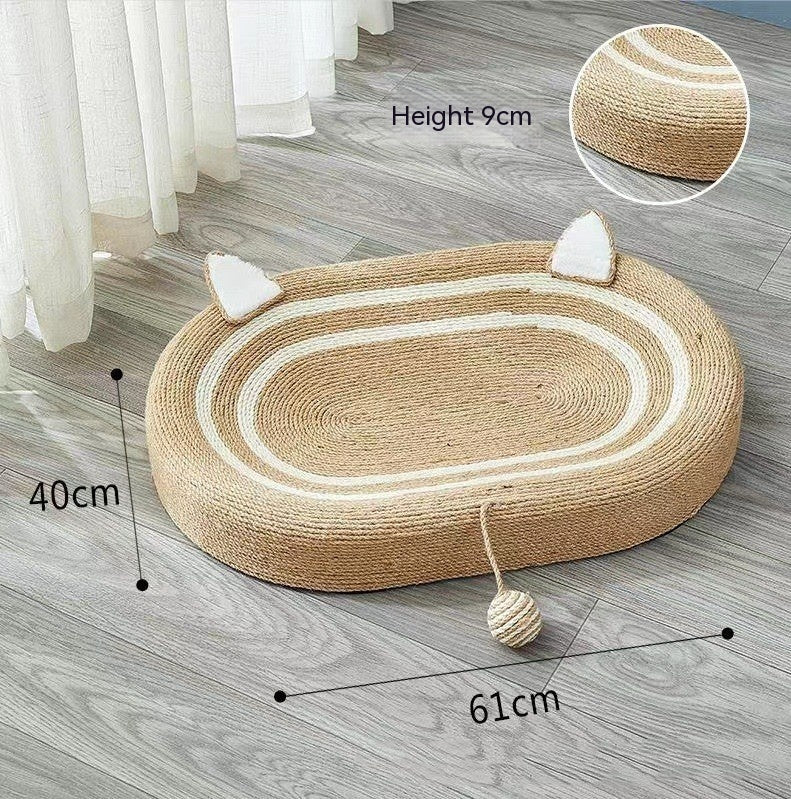KFX-7958077 Extra Large Japanese Style Sisal Cat Scratch Board with Ears - 61cm x 40cm x 9cm