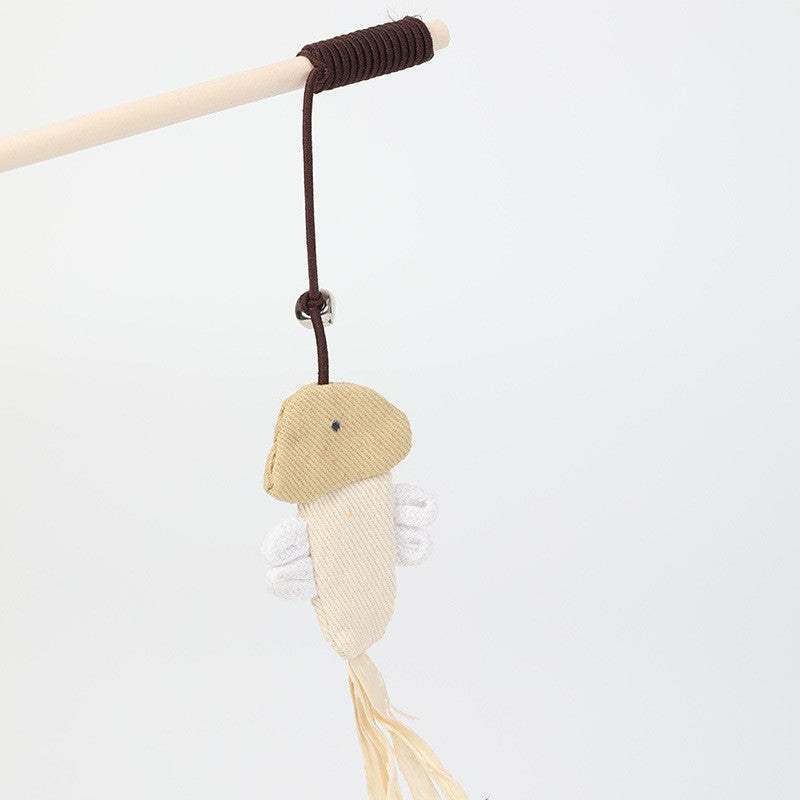 KFX-7958717 Cat Toy with Hemp Rope and Wooden Pole - 40cm Interactive Play Rod