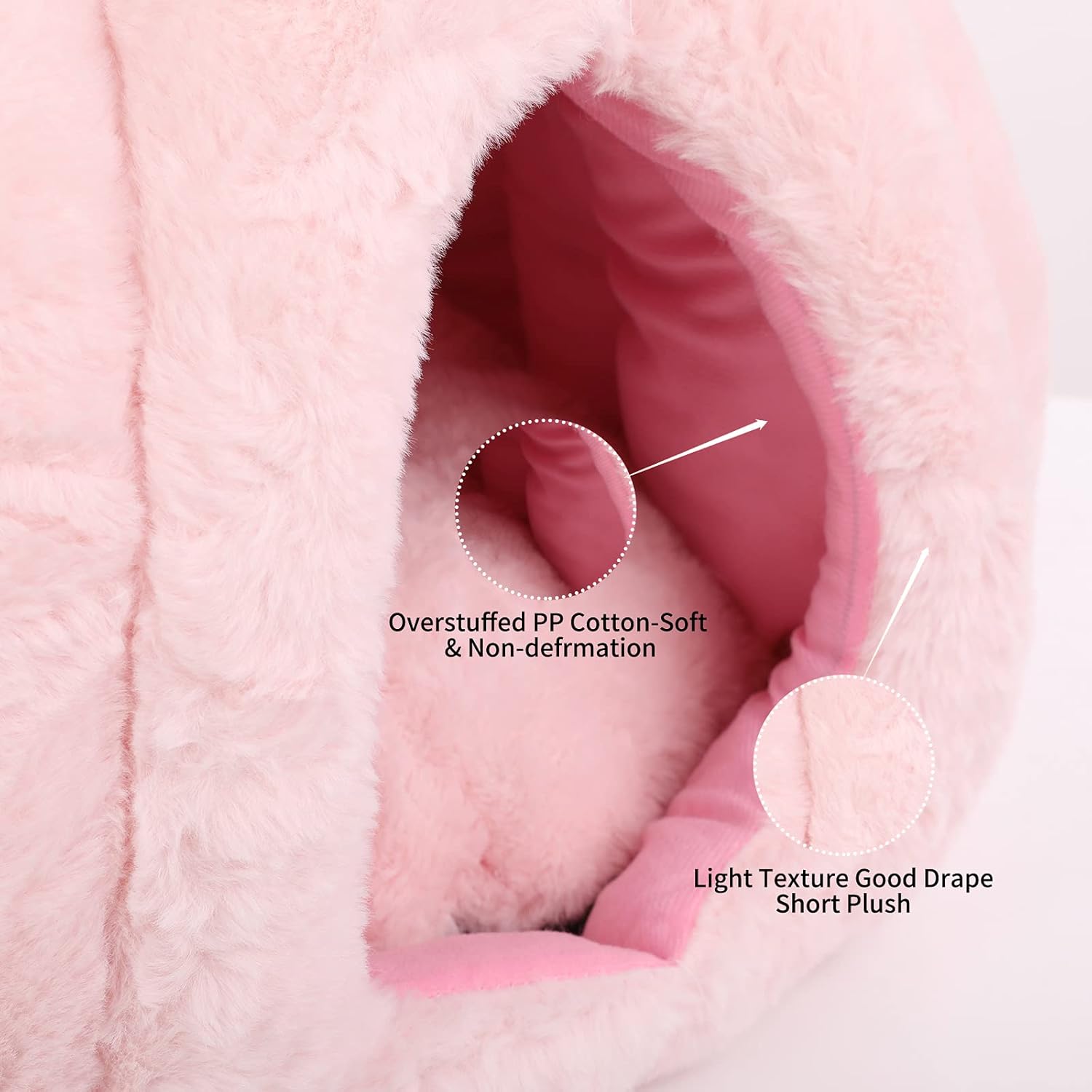 KFX-7959357 Cozy Pink Cat House - Soft Tent Cave with Removable Cushion Pad for Indoor Cats