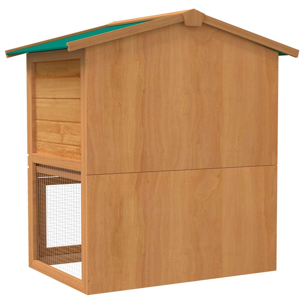 KFX-7959485 Two-Level Wooden Rabbit Hutch with Three Doors and Cozy Interior for Small Pets
