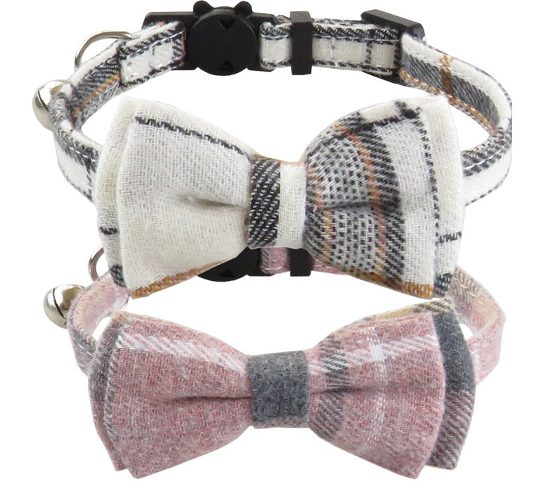 KFX-7960125 Classic Plaid Breakaway Cat Collar with Bowtie and Scarf, Adjustable Fit