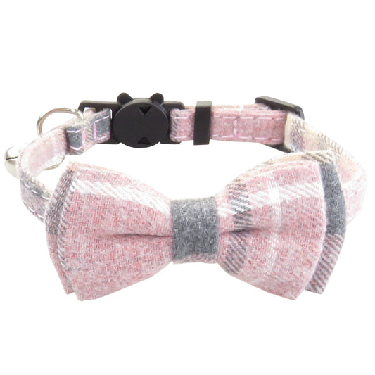 KFX-7960125 Classic Plaid Breakaway Cat Collar with Bowtie and Scarf, Adjustable Fit