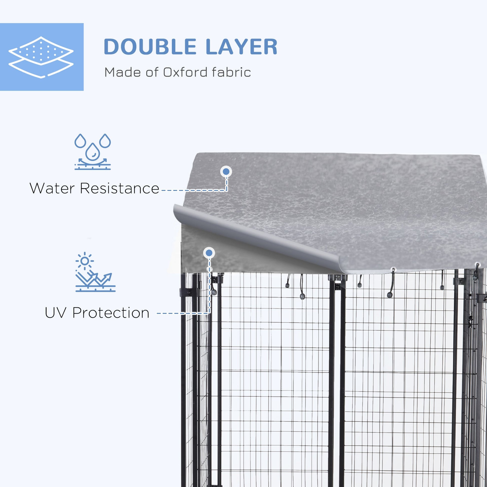 KFX-7961533 Outdoor Dog Kennel with Roof - Spacious 16 sq. ft Enclosure, Heavy-Duty Steel Frame, Waterproof and UV-Resistant Cover
