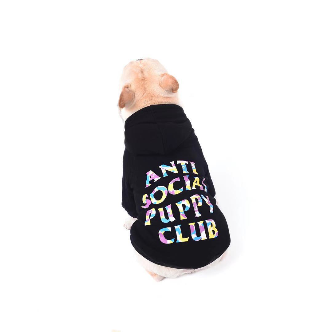 KFX-7962941 Cozy Cotton Hooded Sweater for Pets - Black and White, Multiple Sizes Available