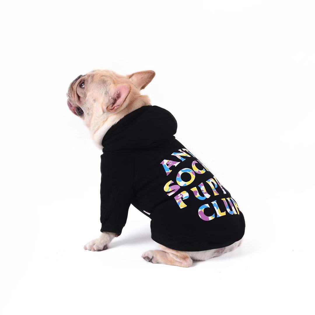 KFX-7962941 Cozy Cotton Hooded Sweater for Pets - Black and White, Multiple Sizes Available