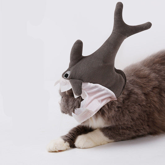KFX-7966013 Adorable Plush Shark Hat for Cats and Small Dogs - Four Seasons Headgear