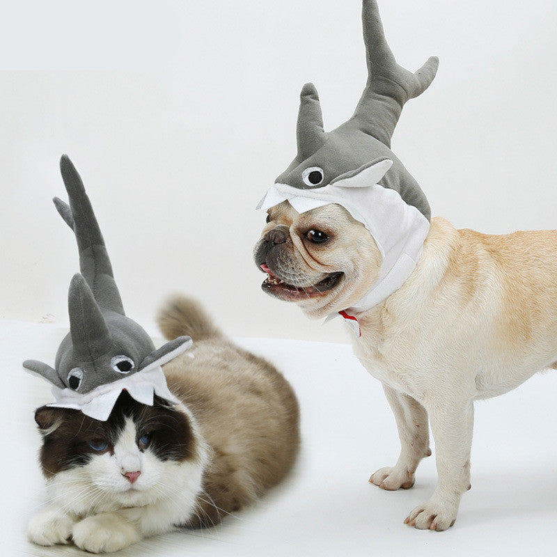 KFX-7966013 Adorable Plush Shark Hat for Cats and Small Dogs - Four Seasons Headgear