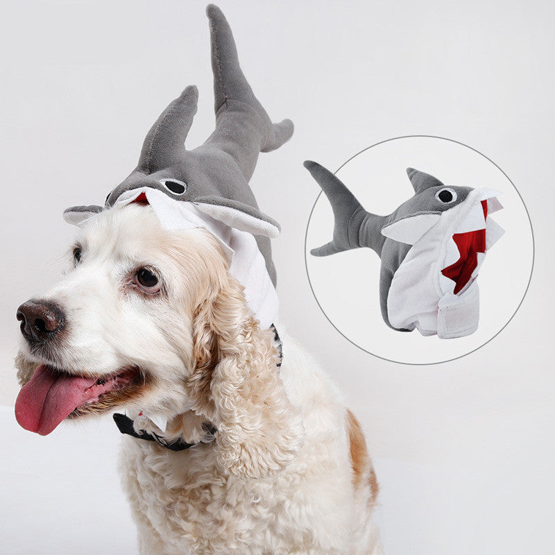 KFX-7966013 Adorable Plush Shark Hat for Cats and Small Dogs - Four Seasons Headgear