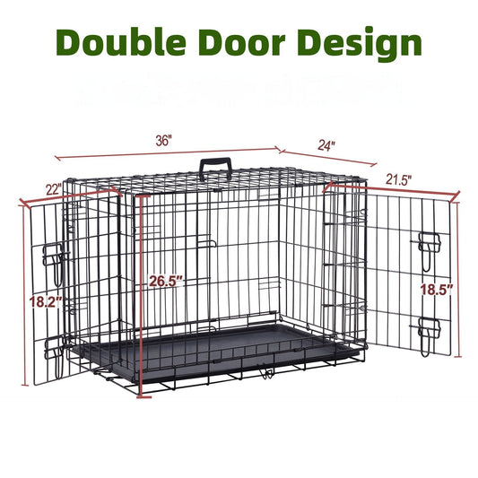 KFX-7967293 Large Encrypted Folding Dog Crate for Corgis and Shiba Inus, Iron Wire Construction, Two Size Options