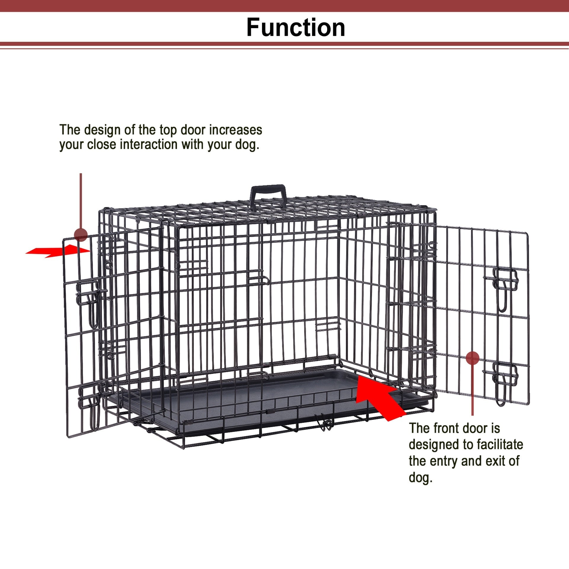 KFX-7967293 Large Encrypted Folding Dog Crate for Corgis and Shiba Inus, Iron Wire Construction, Two Size Options