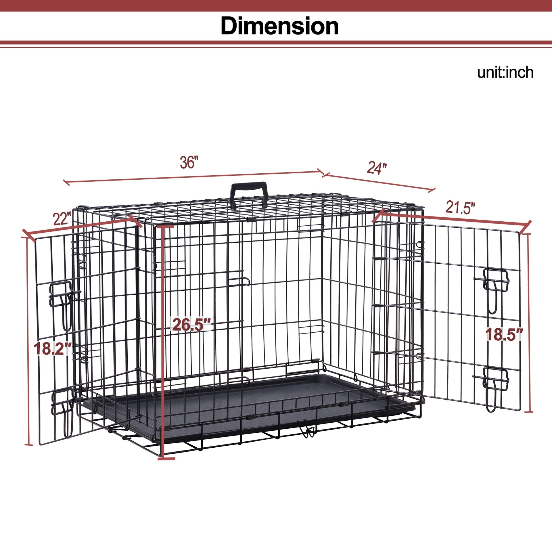 KFX-7967293 Large Encrypted Folding Dog Crate for Corgis and Shiba Inus, Iron Wire Construction, Two Size Options