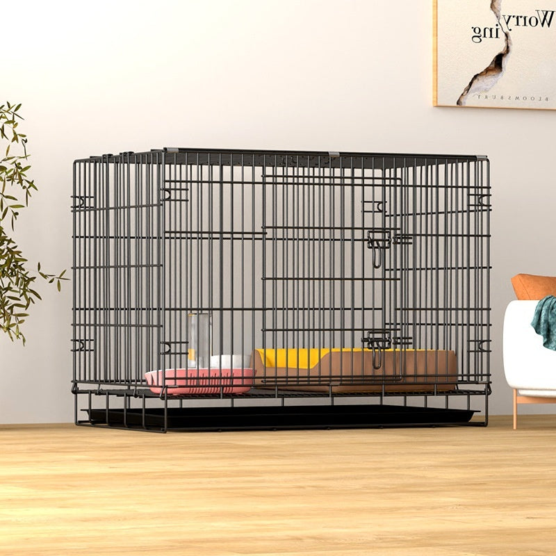 KFX-7967293 Large Encrypted Folding Dog Crate for Corgis and Shiba Inus, Iron Wire Construction, Two Size Options