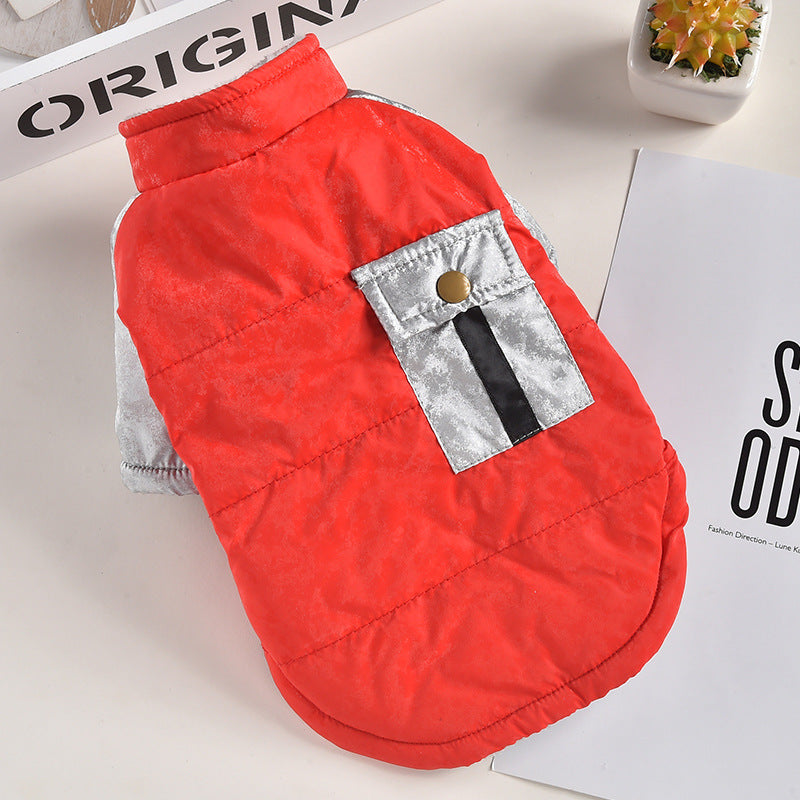 KFX-7968061 Casual Windproof Cotton Coat for Dogs and Cats in Red & Blue