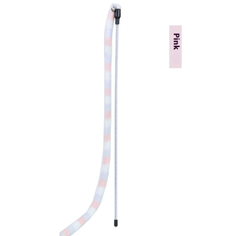 KFX-7968445 Rainbow Striped Long Plush Cat Teaser Toy for Interactive Play