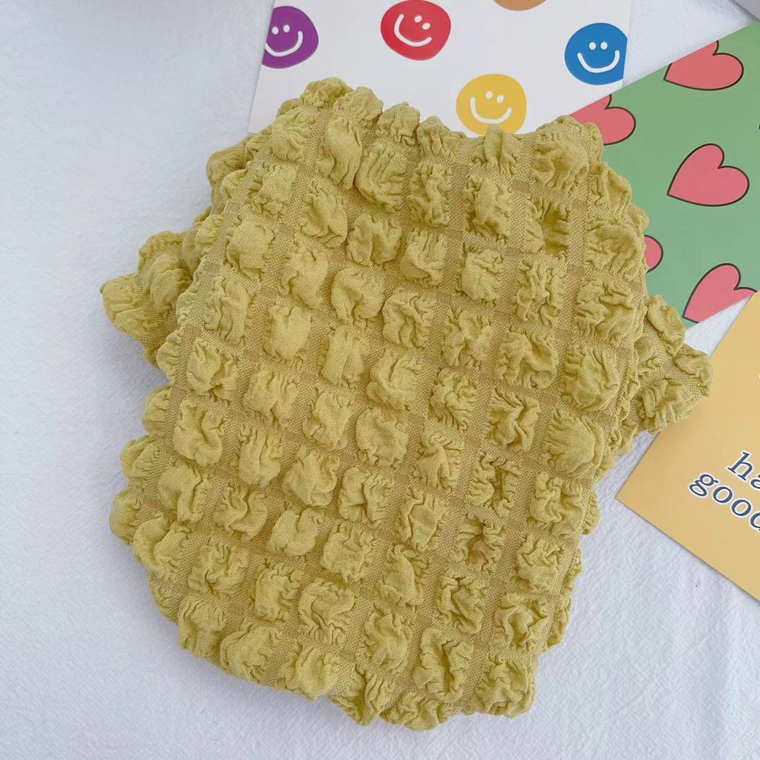 KFX-7968701 Cozy Plush Teddy Bear Checkered Sweater for Pets in White and Mustard Yellow