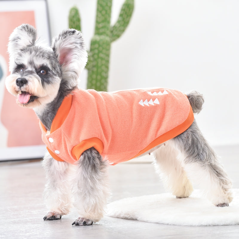 KFX-7969981 Cozy Double-Sided Flannel Jacket for Chihuahuas in Orange and Gray - Sizes S to 2L