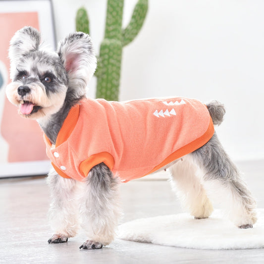 KFX-7969981 Cozy Double-Sided Flannel Jacket for Chihuahuas in Orange and Gray - Sizes S to 2L