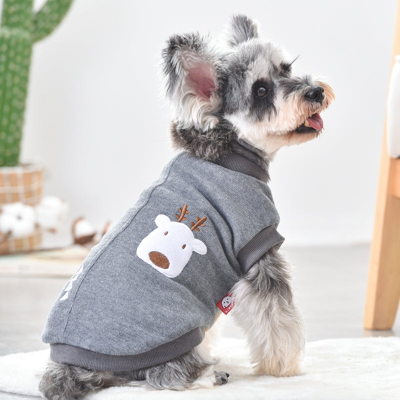 KFX-7969981 Cozy Double-Sided Flannel Jacket for Chihuahuas in Orange and Gray - Sizes S to 2L