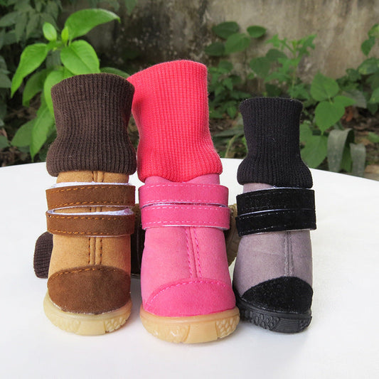 KFX-7970237 High Top Cotton Shoes for Dogs in Pink, Brown, and Black
